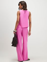 River Island Pink Linen Blend Elasticated Trousers - Image 2 of 4