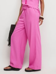 River Island Pink Linen Blend Elasticated Trousers - Image 3 of 4