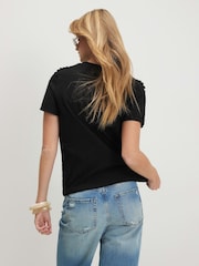 River Island Black Short Sleeve Embroidered T-Shirt - Image 3 of 4