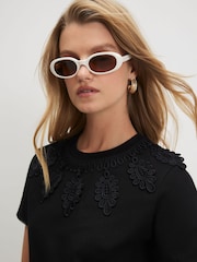 River Island Black Short Sleeve Embroidered T-Shirt - Image 4 of 4