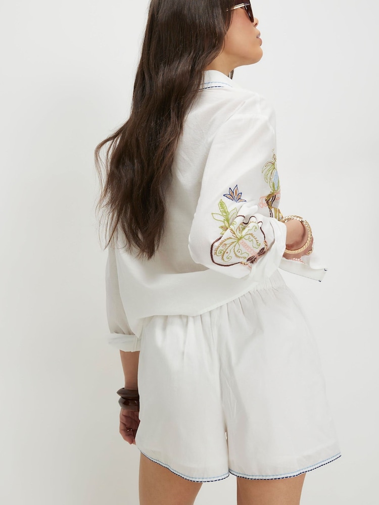 River Island White Palm Print Embroidered Shorts - Image 4 of 4 River Island White Palm Print Embroidered Shorts - Image 4 of 4