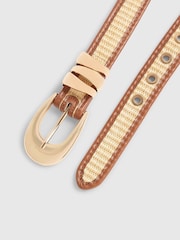 River Island Raffia Faux Leather Trim Belt - Image 3 of 4