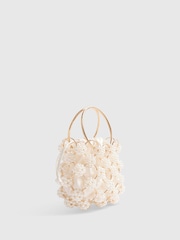 River Island Cream Pearl Metal Handle Clutch Bag - Image 2 of 6