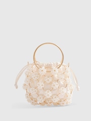 River Island Cream Pearl Metal Handle Clutch Bag - Image 3 of 6