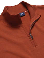 Charles Tyrwhitt Orange Pure Merino Quarter Zip Jumper - Image 5 of 6