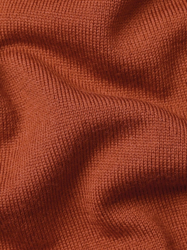 Charles Tyrwhitt Orange Pure Merino Quarter Zip Jumper - Image 6 of 6
