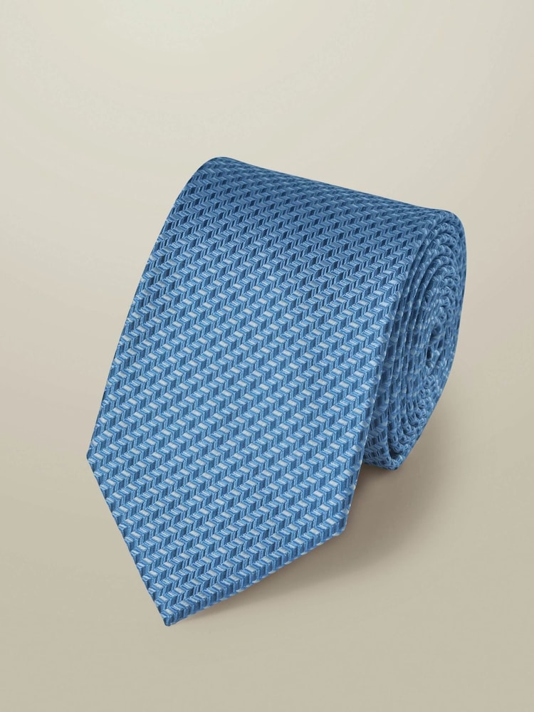 Charles Tyrwhitt Sky Blue Stone Medallion Silk Tie - Image 2 of 3