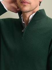 Charles Tyrwhitt Forest Green Pure Merino Quarter Zip Jumper - Image 2 of 5