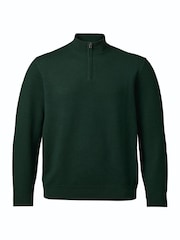 Charles Tyrwhitt Forest Green Pure Merino Quarter Zip Jumper - Image 3 of 5