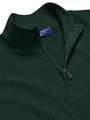 Charles Tyrwhitt Forest Green Pure Merino Quarter Zip Jumper - Image 4 of 5