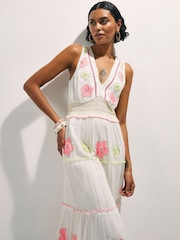 River Island Cream Sleeveless Floral Embellished Maxi Dress - Image 3 of 4