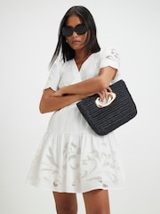 Minivestido de popelina con manga corta y calados petite de River Island - Imagen 1 de 4