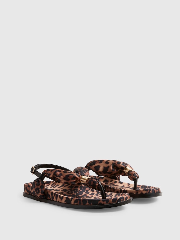 River Island Brown Leopard Print Toe Thong Sandals - Image 2 of 6