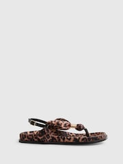 River Island Brown Leopard Print Toe Thong Sandals - Image 3 of 6