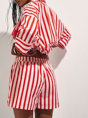 River Island Red Stripe Floral Beaded Shorts - Image 2 of 3