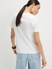 River Island White Short Sleeve Embroidered T-Shirt - Image 2 of 4