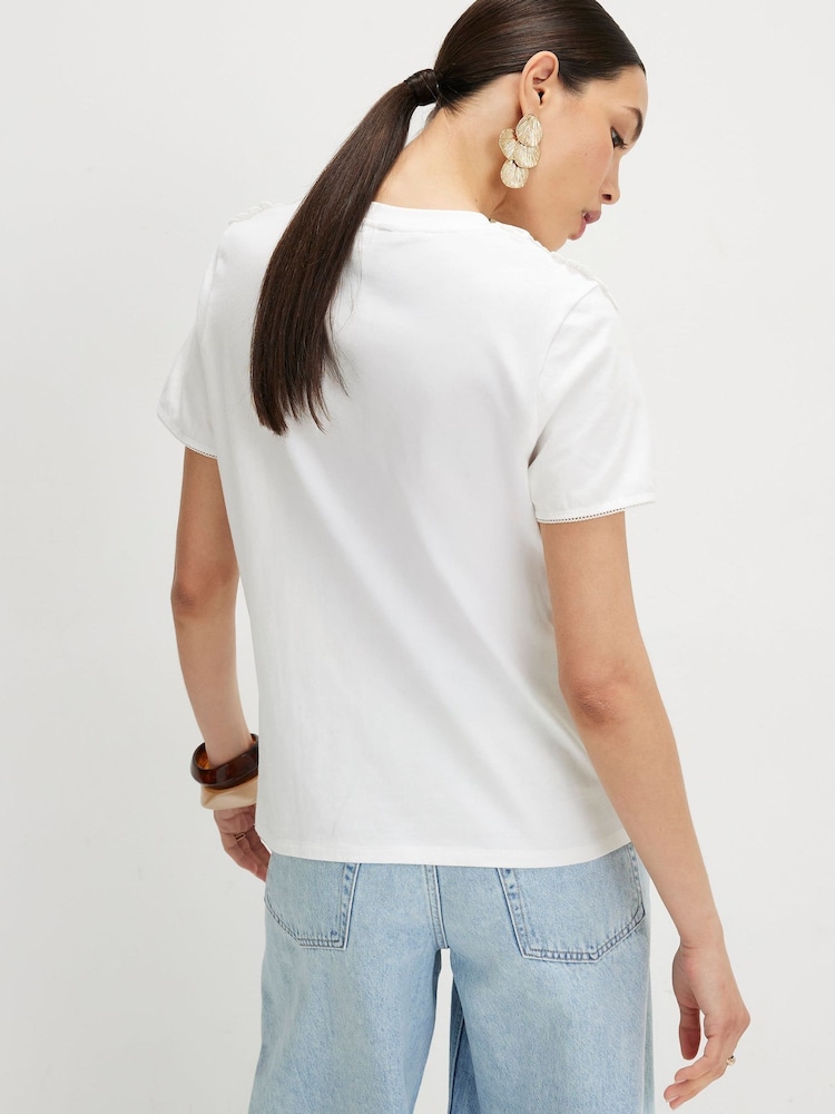 River Island White Short Sleeve Embroidered T-Shirt - Image 2 of 4