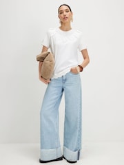 River Island White Short Sleeve Embroidered T-Shirt - Image 3 of 4