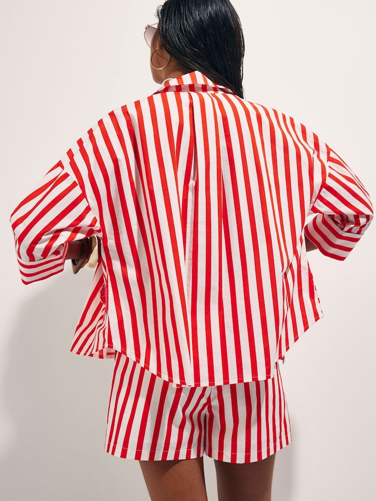 River Island Red Stripe Floral Beaded Shirt - Image 2 of 3