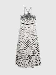 River Island White Sleeveless Polka Dot Halterneck Applique Maxi Dress - Image 3 of 4