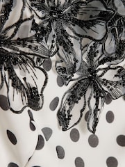 River Island White Sleeveless Polka Dot Halterneck Applique Maxi Dress - Image 4 of 4