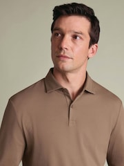 Braun - Charles Tyrwhitt Langarm-Polo-Shirt aus Baumwoll-Stretch-Smart-Piqué - Bild 3 von 5