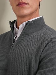 Charles Tyrwhitt 纯美利奴羊毛质感拉链领套头毛衣 - 5的图像2｝