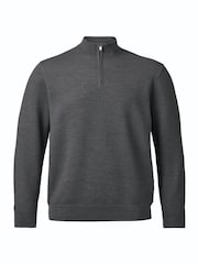 Charles Tyrwhitt 纯美利奴羊毛质感拉链领套头毛衣 - 5的图像3｝