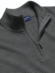Charles Tyrwhitt 纯美利奴羊毛质感拉链领套头毛衣 - 5的图像4｝