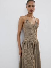 Mango Nude Casual Halterneck Midi Dress - Image 2 of 7