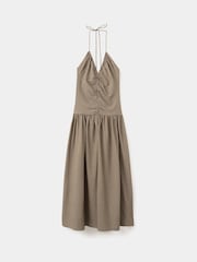 Mango Nude Casual Halterneck Midi Dress - Image 5 of 7