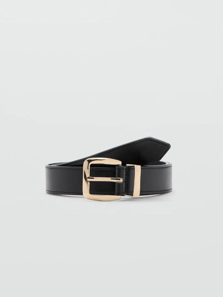 Mango Black Gold Pu Buckle Belt - Image 1 of 4 Mango Black Gold Pu Buckle Belt - Image 1 of 4