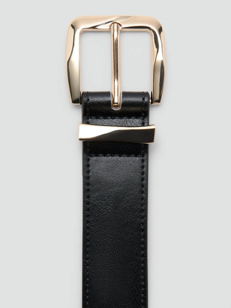 Mango Black Gold Pu Buckle Belt - Image 4 of 4 Mango Black Gold Pu Buckle Belt - Image 4 of 4