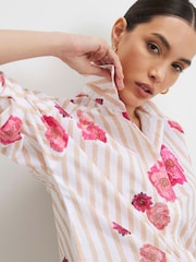River Island Natural Long Sleeve Floral Print Stipe Shirt - Image 3 of 5