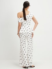 River Island Sleeveless Polka Dot Peplum Asymmetric Jumpsuit - Immagine 2 di 4