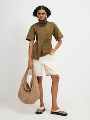 River Island Short Sleeve Pleated T-Shirt - 4的图像1｝