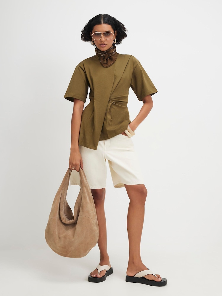 River Island Short Sleeve Pleated T-Shirt - 4的图像1｝