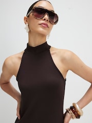 River Island Brown Sleeveless Premium Halter Neck Mini Dress - Image 4 of 4
