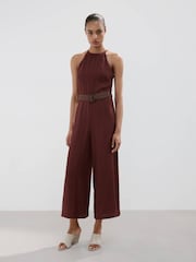 Mango Red Wide Leg Jumpsuit - Image 1 of 7