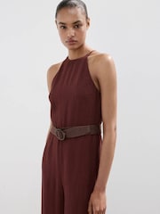 Mango Red Wide Leg Jumpsuit - Image 4 of 7