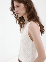 Mango White Knit Sleeveless Top - Image 4 of 7