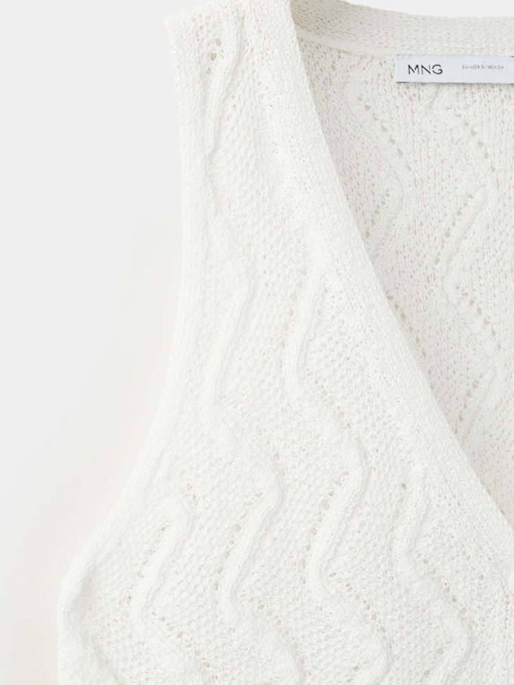 Mango White Knit Sleeveless Top - Image 7 of 7