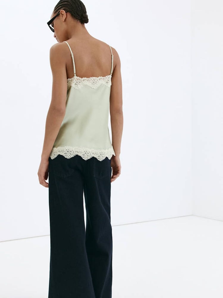 Mango Green Sain Lace Vest Camisole - Image 2 of 7