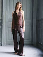 Mango Brown Cowl Neck Blouse - Image 1 of 6