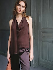 Mango Brown Cowl Neck Blouse - Image 3 of 6