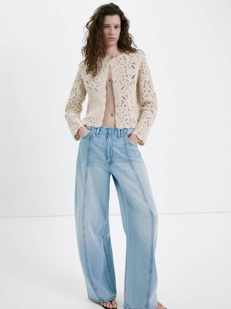 Mango Cream Crochet Boho Jacket - Image 1 of 8