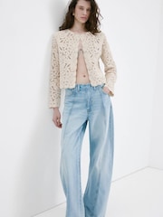 Mango Cream Crochet Boho Jacket - Image 2 of 8