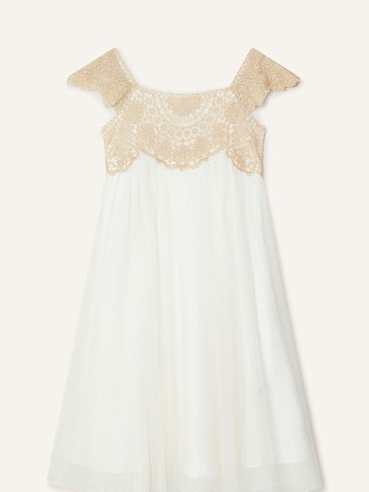 Monsoon Gold White Estella Embroidered Dress - Image 1 of 3