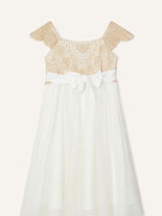 Monsoon Gold White Estella Embroidered Dress - Image 2 of 3