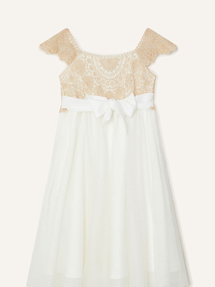 Monsoon Gold White Estella Embroidered Dress - Image 2 of 3